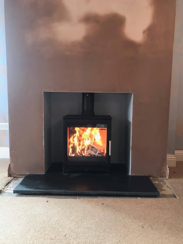 Finished stove recess after removing a traditional fireplace